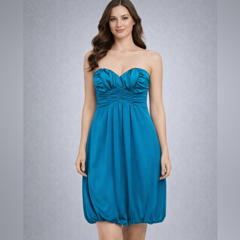 🥳 Turquoise Bubble Hem Dress – Size S/P